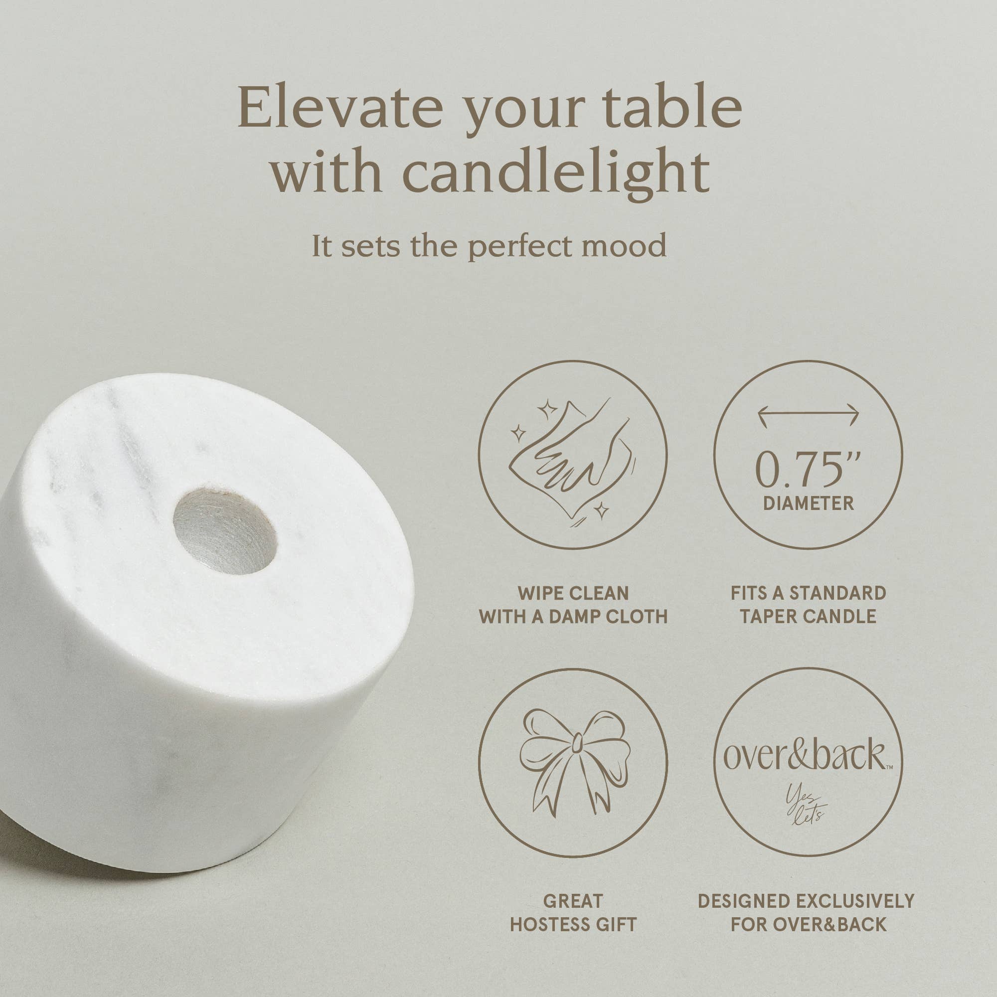 over&back - Wholesale Candle Holder - Classic Marble Candle Holders – Set of 21