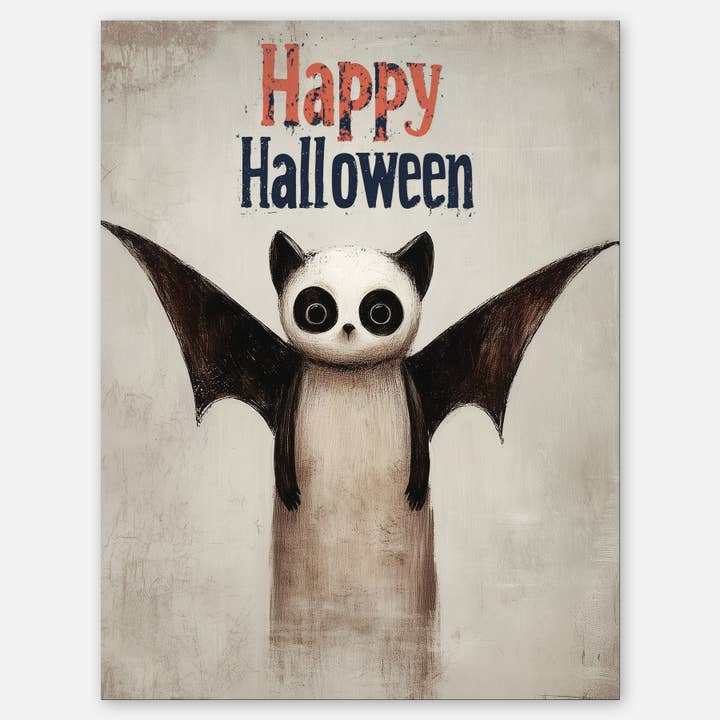 Haunted Bat Panda - A2 greeting card for wholesale by Paper Slam