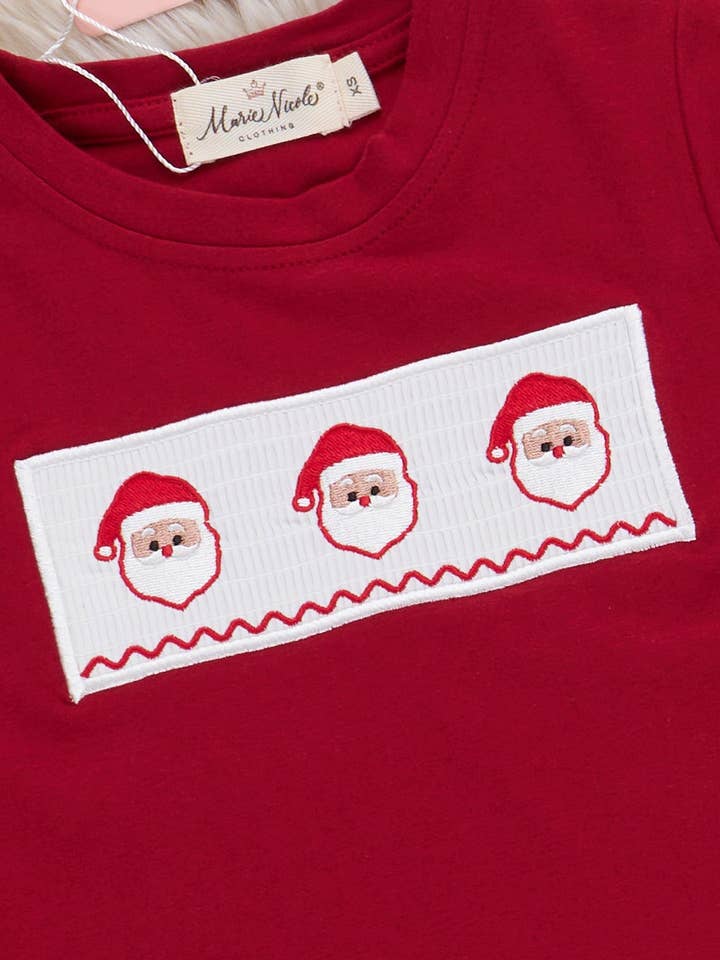 Marie Nicole Clothing - Wholesale Top & Pant Set - Kids - Santa Love Smocked Outfit1