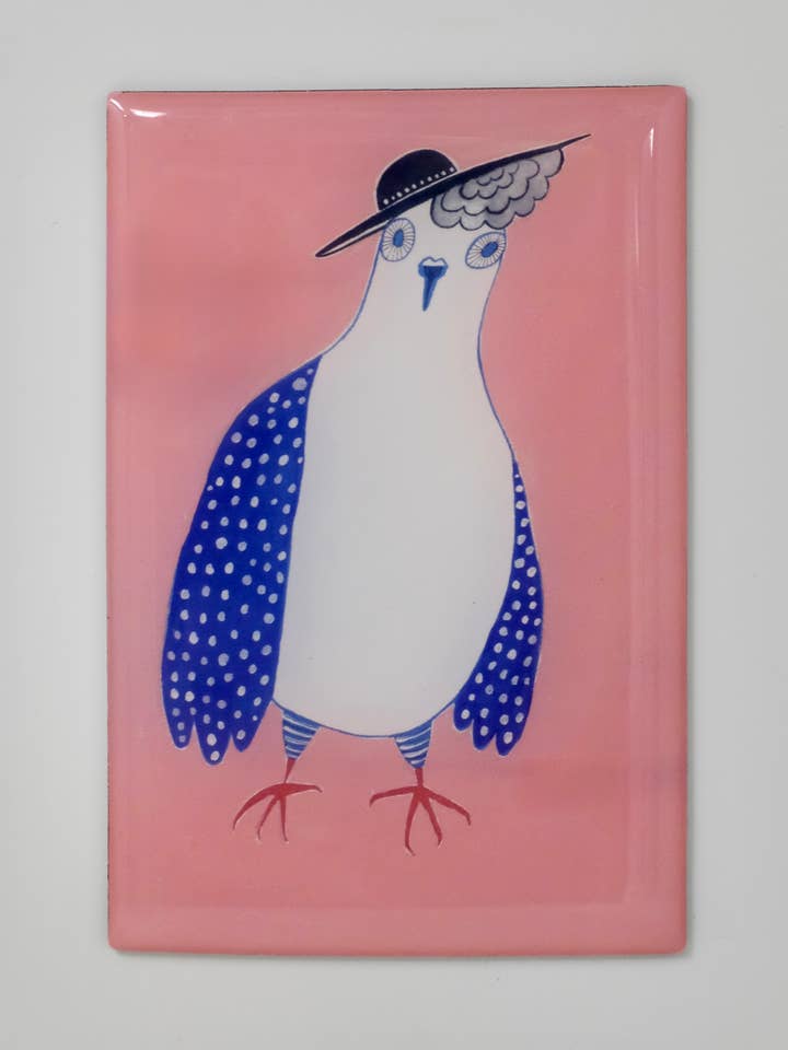 Imán de paloma con sombrero elegante para venta al por mayor de Juni BK