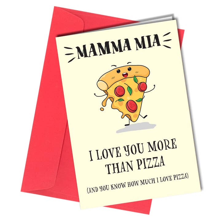 Mamma Mia Pizza Muttertagskarte für Mama/Mama für den Großhandel von Close to the Bone Greeting Cards and Gifts