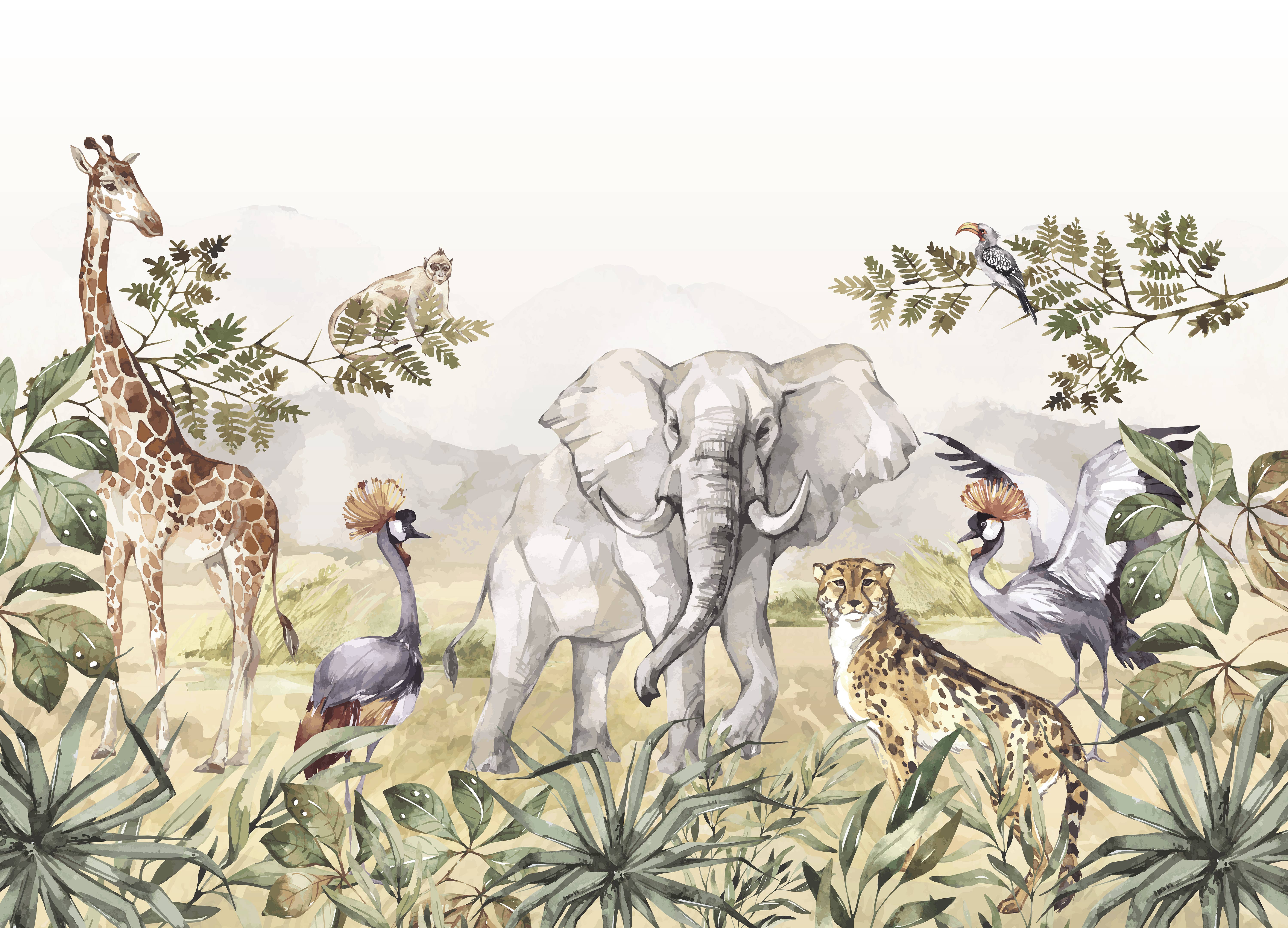 Walloha - Vente Décoration murale – enfant et bébé - Papier peint animalier - SAFARI ADVENTURE - Behang kinderkamer6