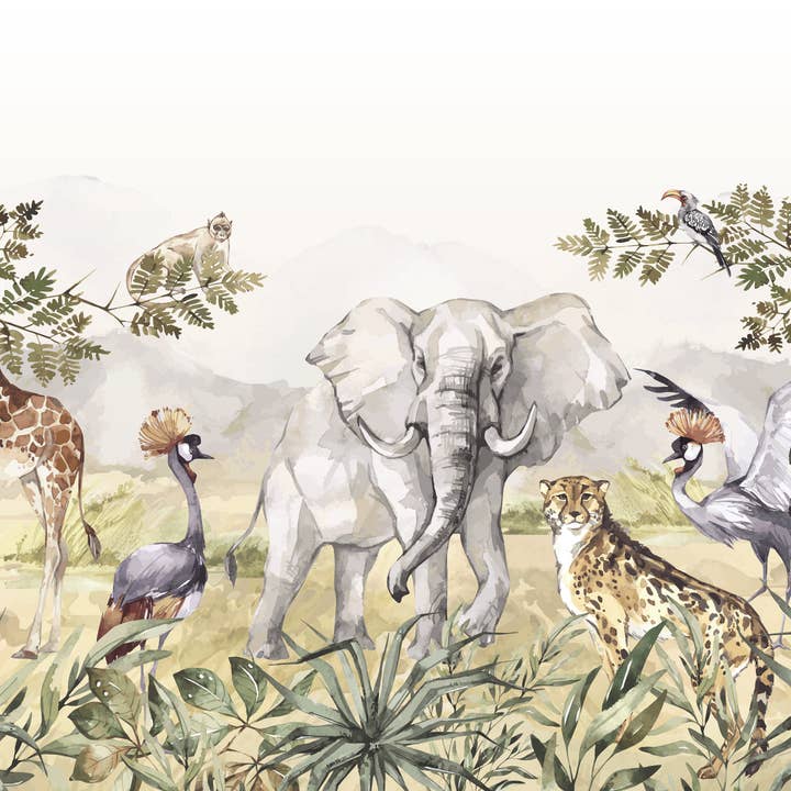 Walloha - Vente Décoration murale – enfant et bébé - Papier peint animalier - SAFARI ADVENTURE - Behang kinderkamer6