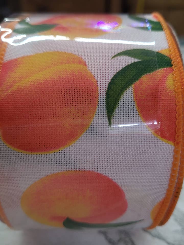 2.5"X10yd fruit peach ribbon-RGC122427 for wholesale by General Wholesale Inc