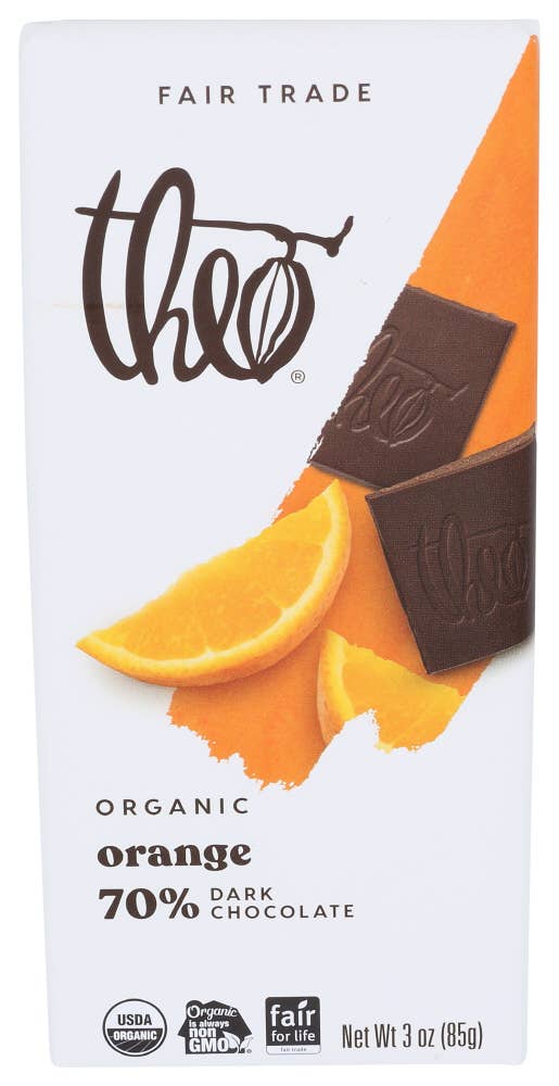 KeHE Distributors, LLC - Wholesale Chocolate Bar - Theo Chocolate Chocolate Bar Dark Oran Organic 3 oz0