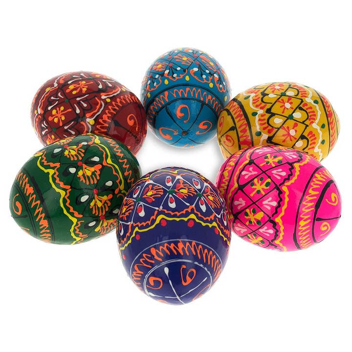 BestPysanky - Wholesale Decorative tabletop object - Set of 6 Miniature Ukrainian Wooden Easter Eggs Pysanky 1.5 Inches1