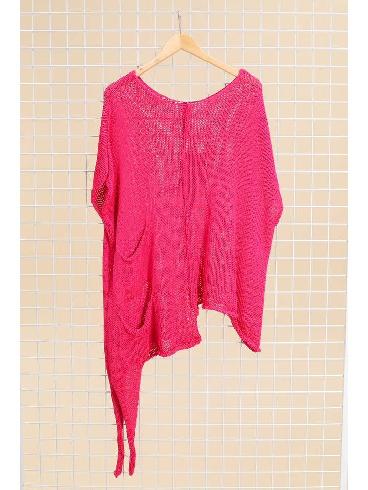 la maison des fibres naturelles – wholesale Tunikatröja - Dam – Asymmetrisk bomullströja med dekorativ knut 1516, 100 % bomull3