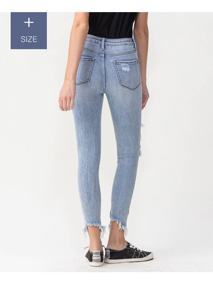 smigrende SKINNY JEANS MED HØJ HØJDE OG ANKEL I STORE STØRRELSER LV1078-P for engroshandel på Faire4