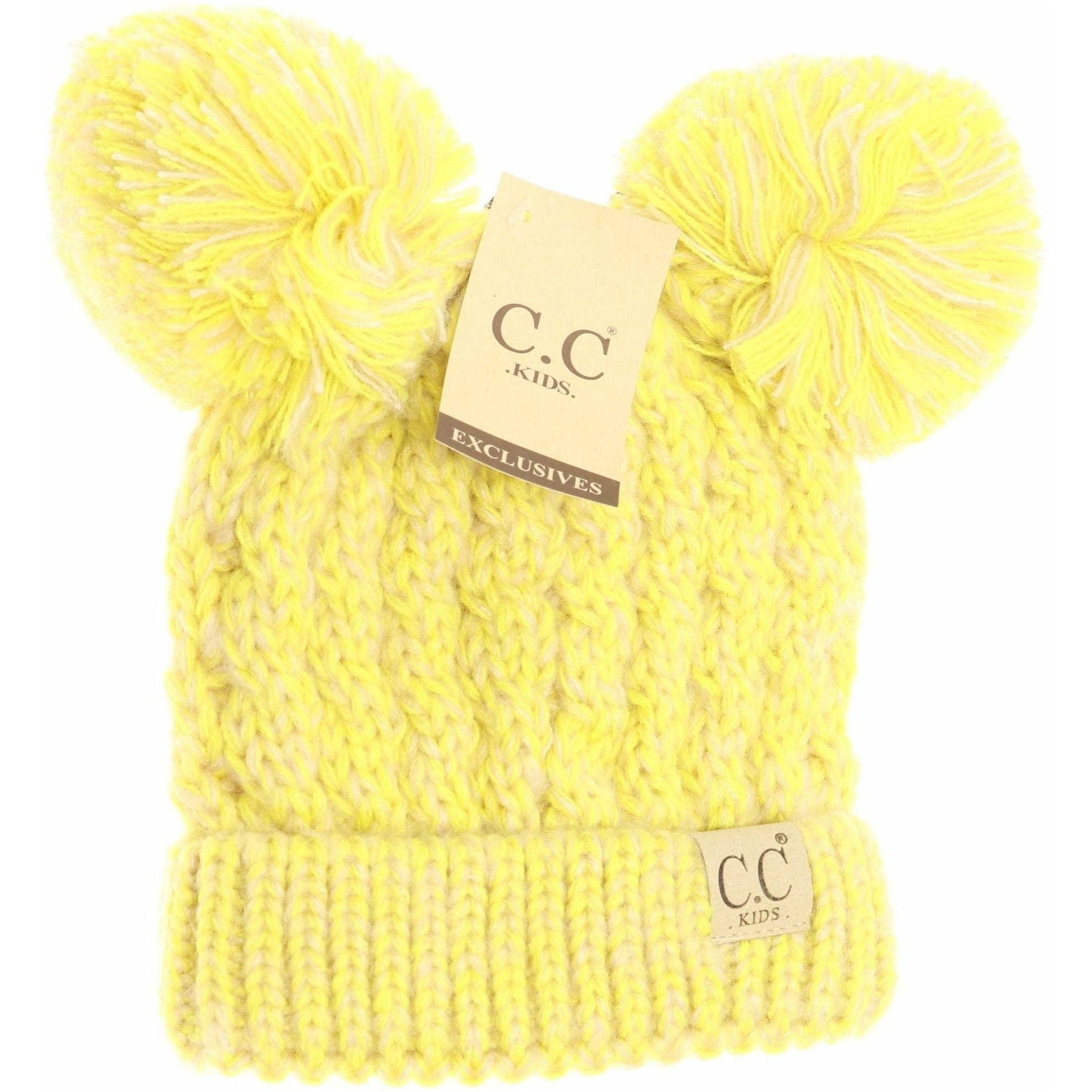 Limón Gorros CC de Doble Pom en Múltiples Tonos para Niños KIDS23 de venta al por mayor en Faire1
