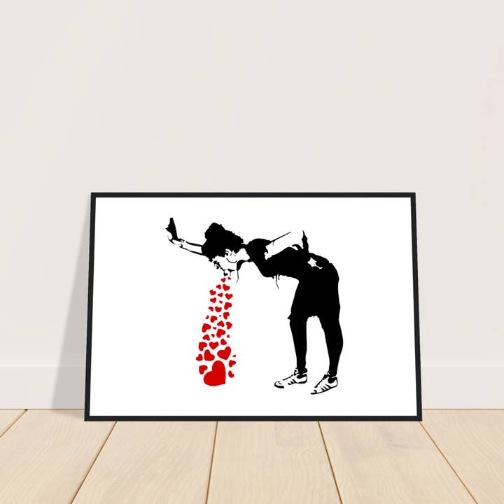 Art-O-Rama Shop - Wholesale Poster - Banksy Lovesick Girl Throwing Up Hearts Artwork Poster