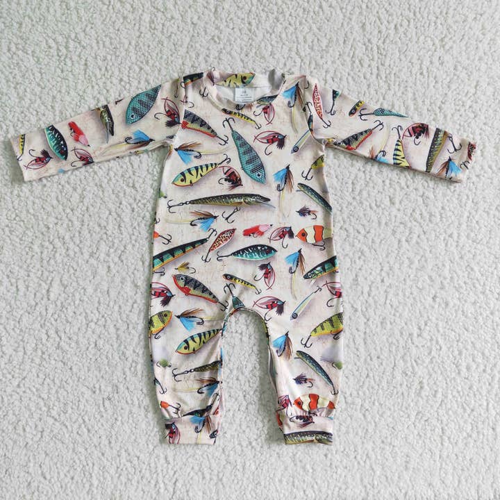 Yawoo Garments - Wholesale Jumpsuit - Baby - Fish print long sleeve baby boy romper