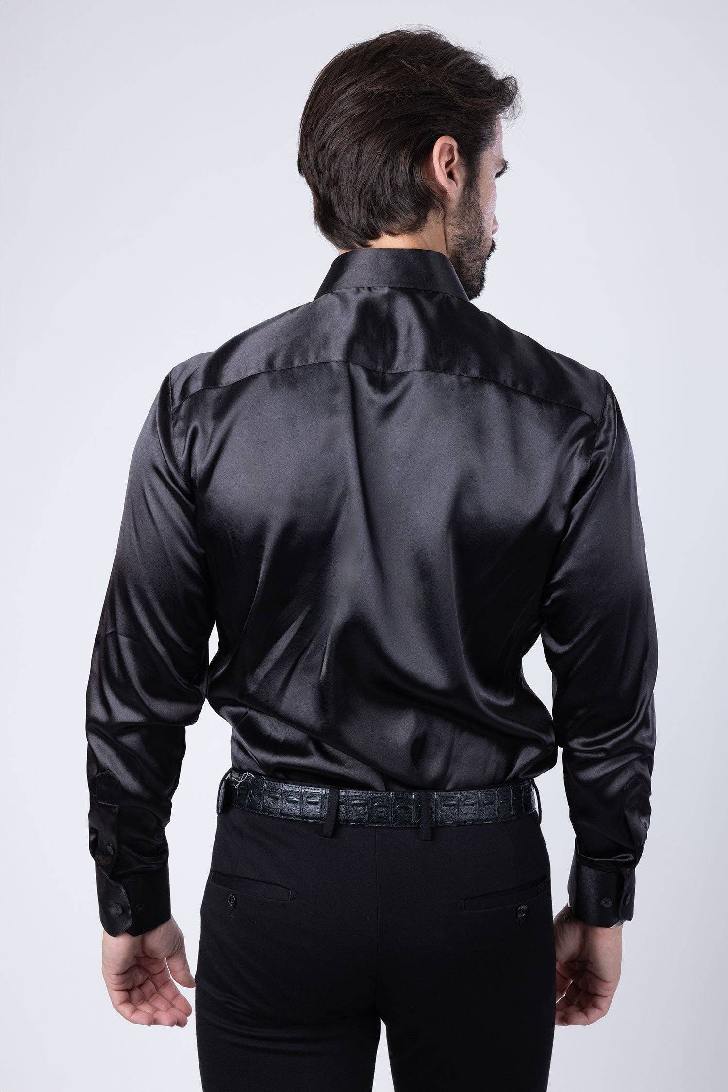 BARABAS - Wholesale Button Down Shirt - Men's - Men's Spear Point Shiny Long Sleeve Shirt 4B10232