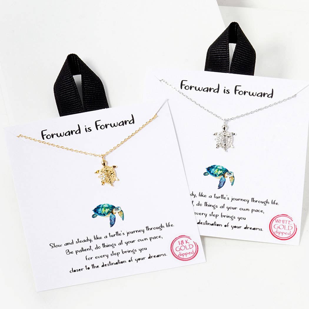 Fashion City - Venta al por mayor Collares con colgantes/abalorios - Collar de tortuga marina bañado en oro blanco de 18 quilates3