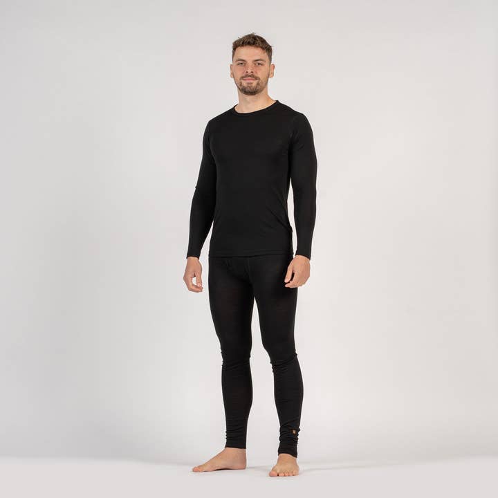 Merino Wool Base Layer Set for Man Black for wholesale by menique