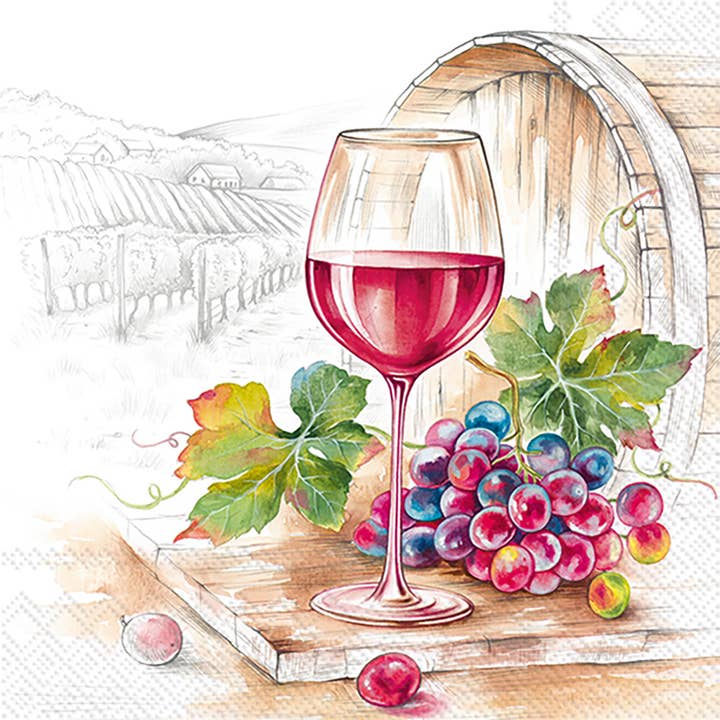 Paper Cocktail Napkin Pack of 20 Vin Rouge Fall for wholesale by Boston International