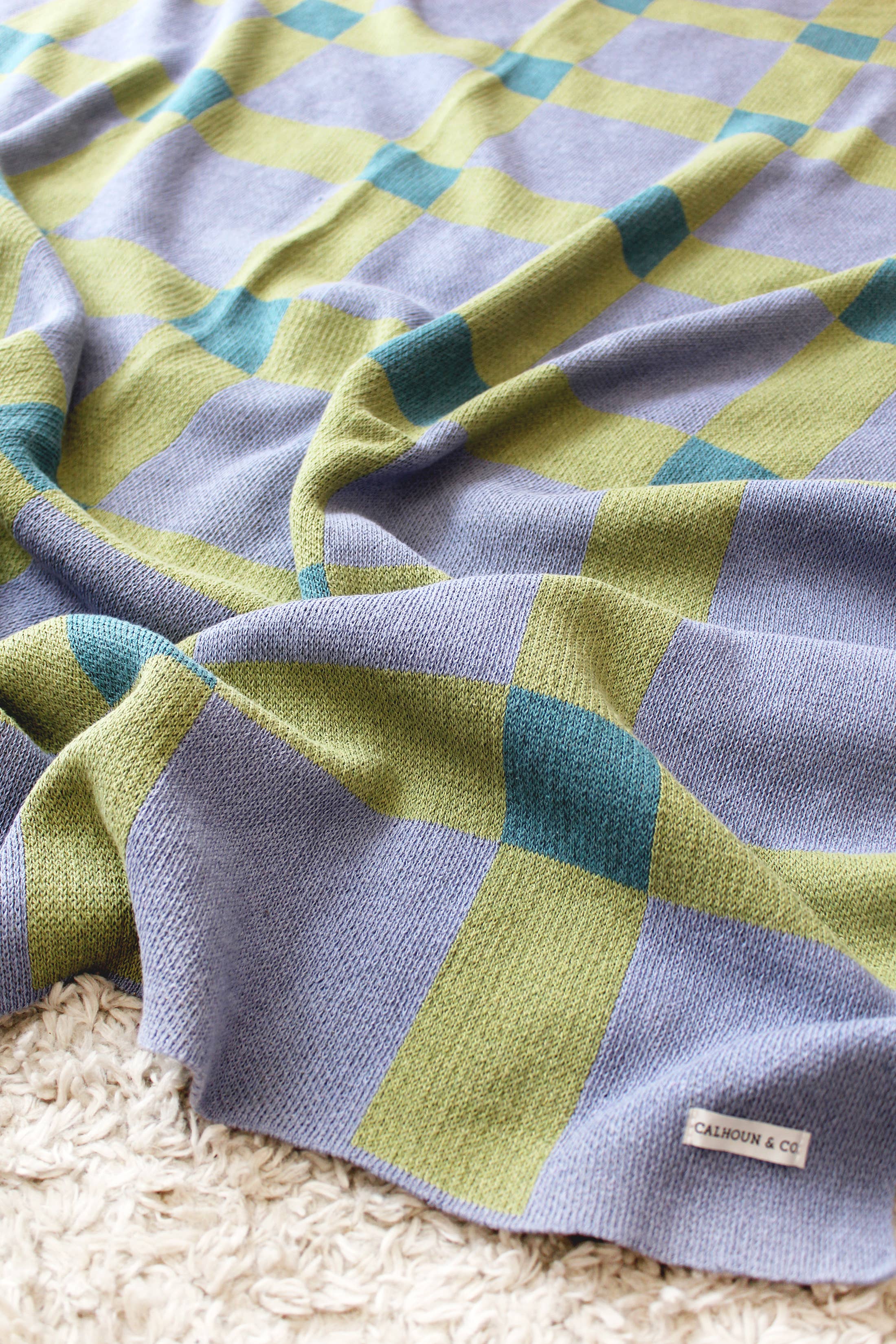 Calhoun & Co. - Wholesale Throw blanket - Gingham Knit Blanket6