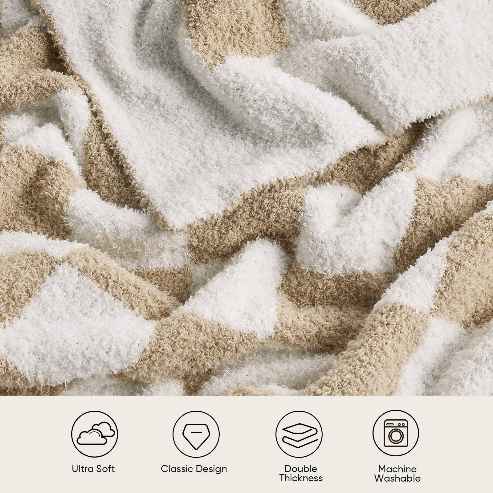 DreamValley - Wholesale Throw Blanket - SS Reversible Knitted Checkered Throw Blanket Throw, 60“x80"2