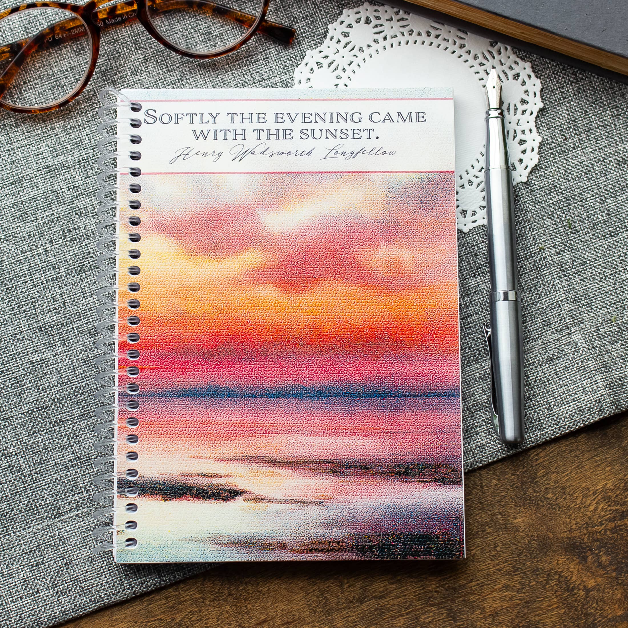Sunshine and Ravioli - Vente Cahiers - Carnet à spirale - Longfellow Sunset Quote