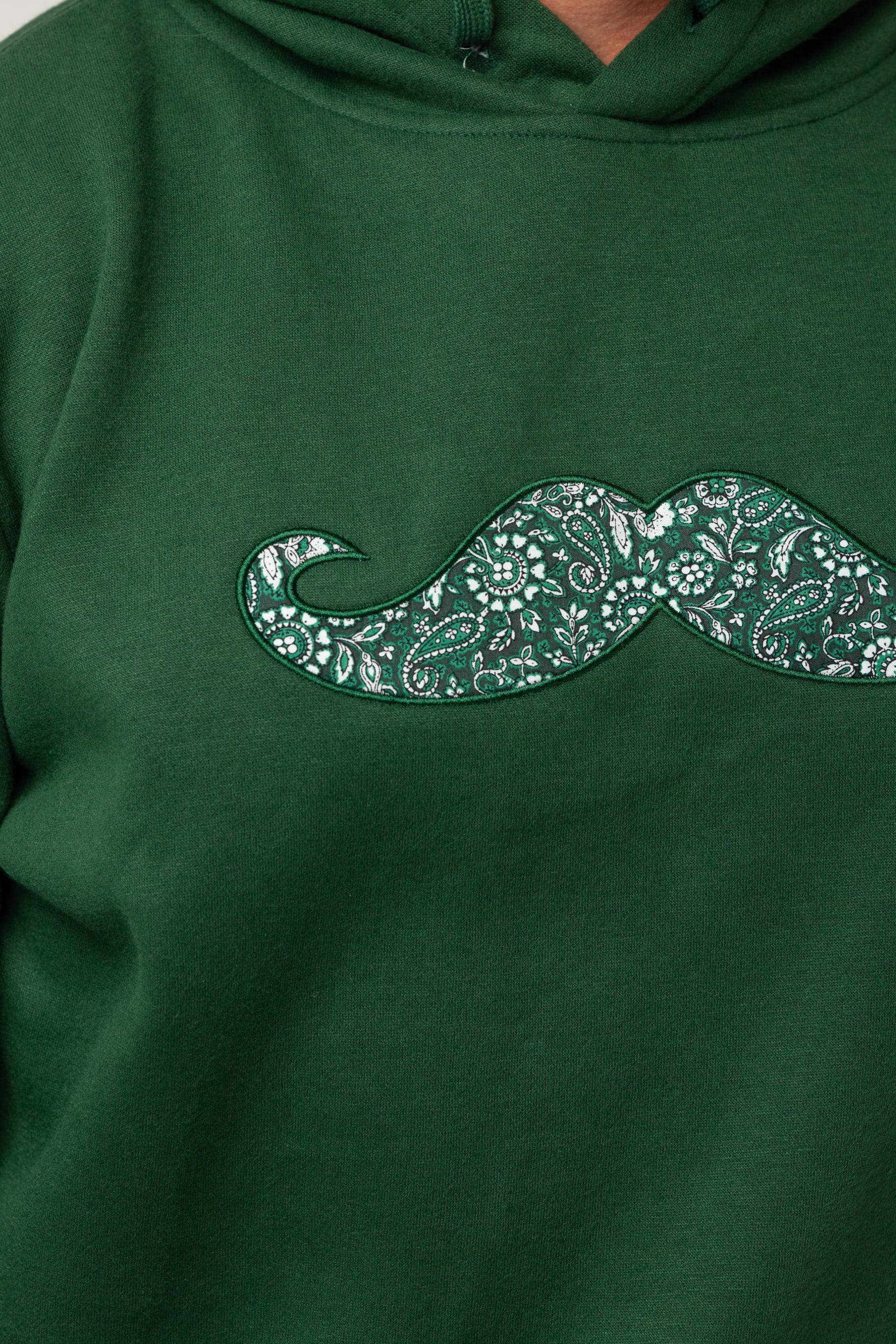Green Hoodie with Mustache Logo Cantera model for wholesale on Faire1