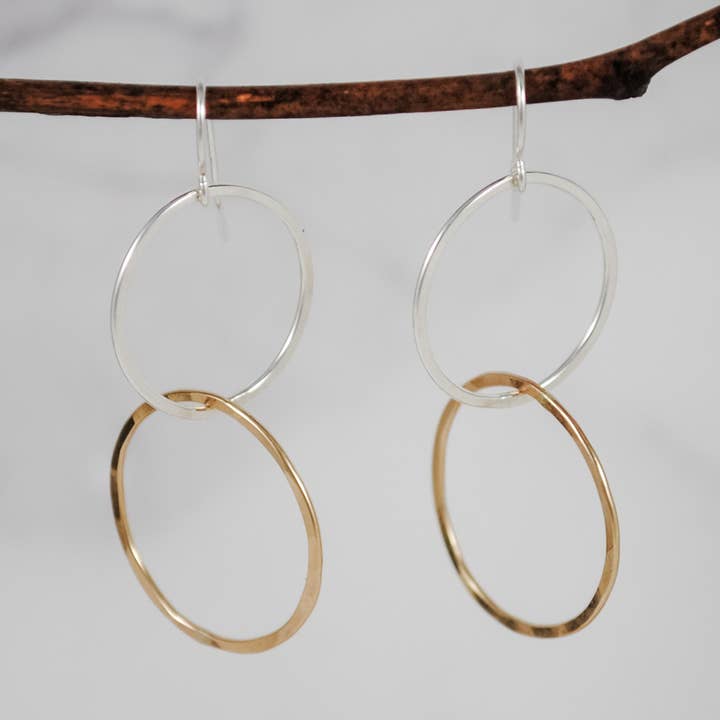 Large Interlocking Earrings - mixed metals for wholesale by Cameron Kruse Designs