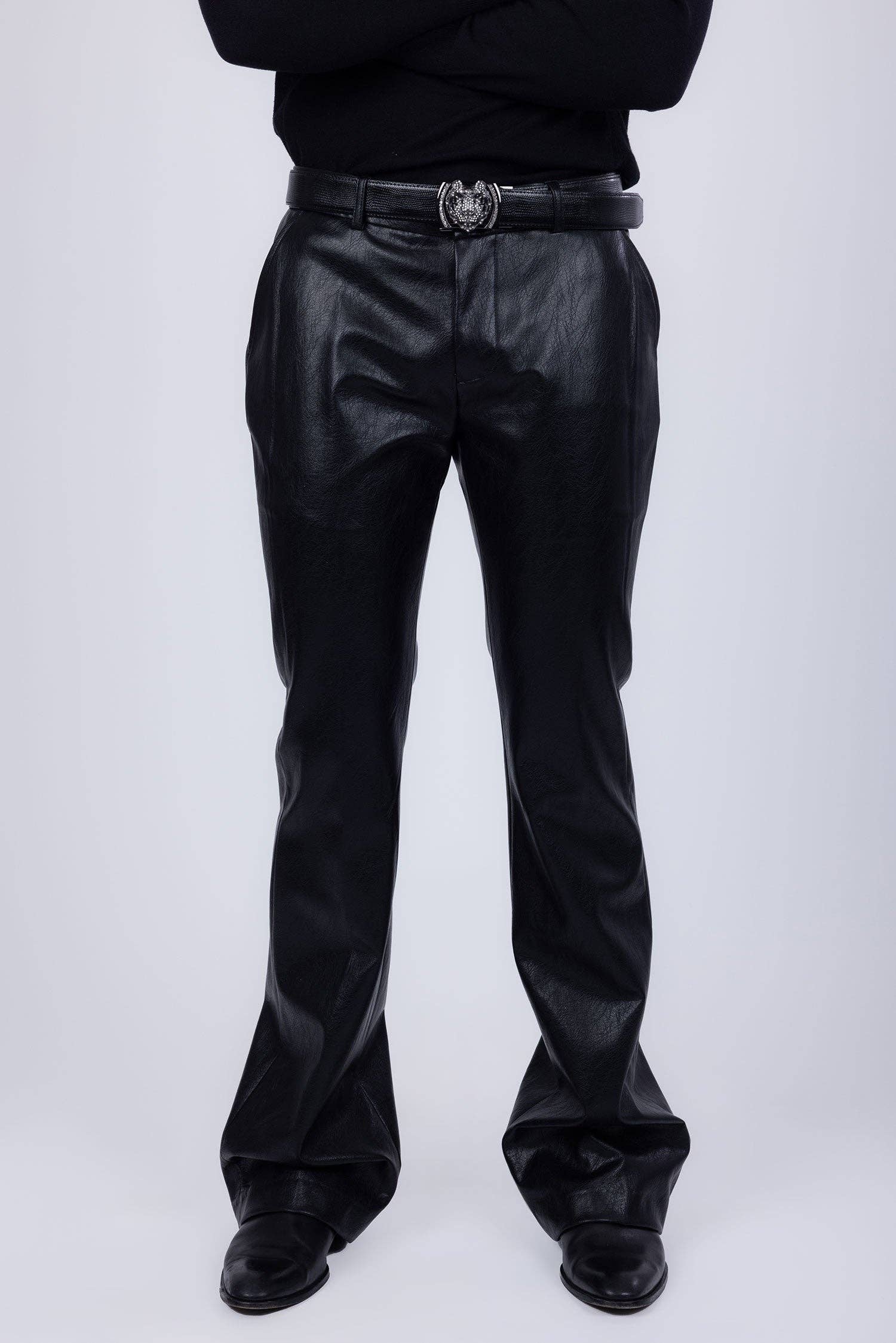 BARABAS - Wholesale Suit Set - Men's - Men's Faux Leather Notch Lapel Suit 5SU417