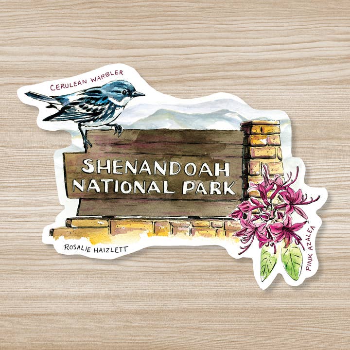 Shenandoah National Park, Virginia - Waterproof Sticker for wholesale by Rosalie Haizlett Illustration