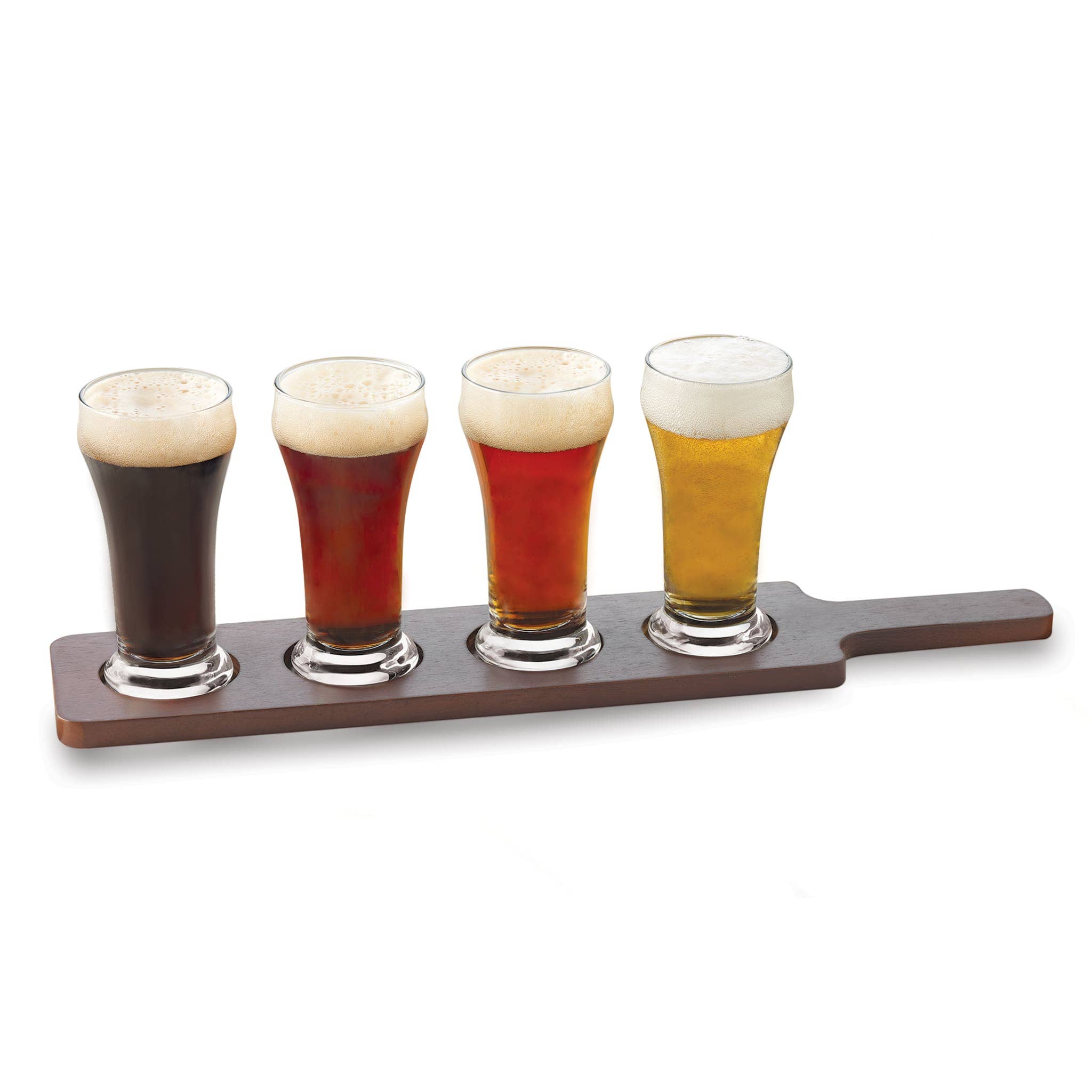 Libbey - Wholesale Beer Glass/Mug - Libbey Craft Brews Beer Flight Glass Set with Wood Carrier, 4 Glasses0