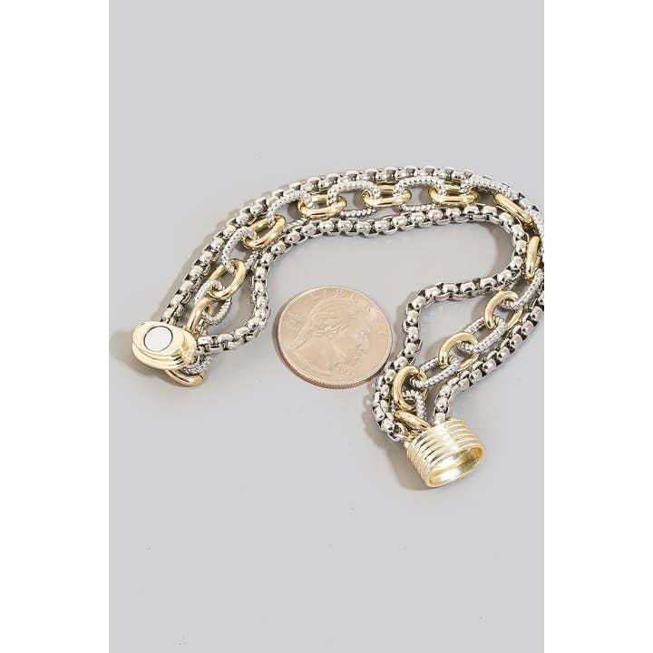 T Assorted Chains Magnetic Lock 2 Tone Bracelet for wholesale on Faire2