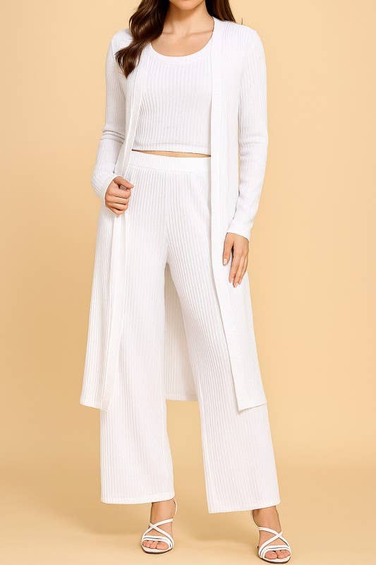 MIO WHOLESALE - Wholesale Top & Pant Set (NOT Loungewear) - Women's - HK3PCS-SET CRINKLE CARDIGAN 3-PIECE SET2