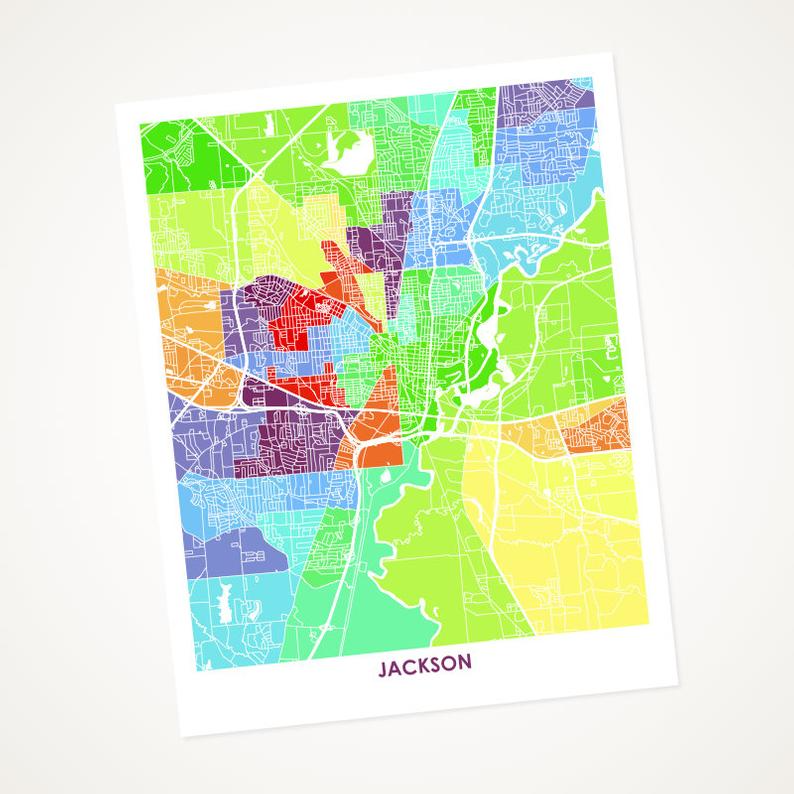 Juanita's Adventures - Wholesale Art Print - Juanitas Adventures Jackson MS Map Print0