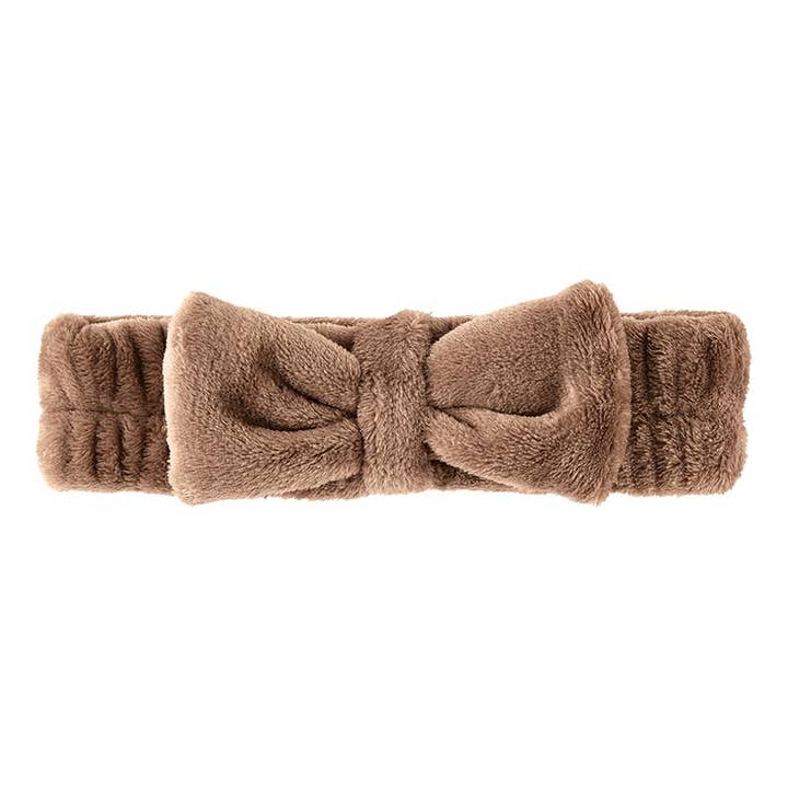 Bella Sleep + Spa - Wholesale Spa Headband - Plush Bow Headband - Mocha