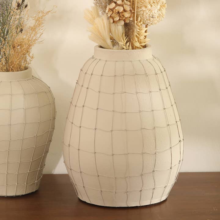 ExpoBazaar - Wholesale Vase - Vase | 15.5" Long Handmade Terracotta Vase with Wireframe
