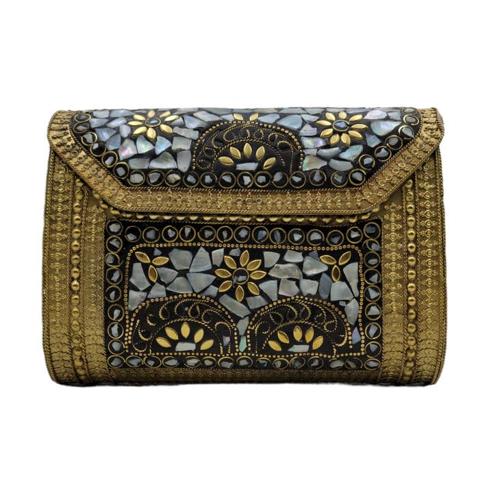 Mosaic Metal Clutch Tribal Metal Purse Clutch Handmade (Copy) (Copy) for wholesale by Treasure Jewelry