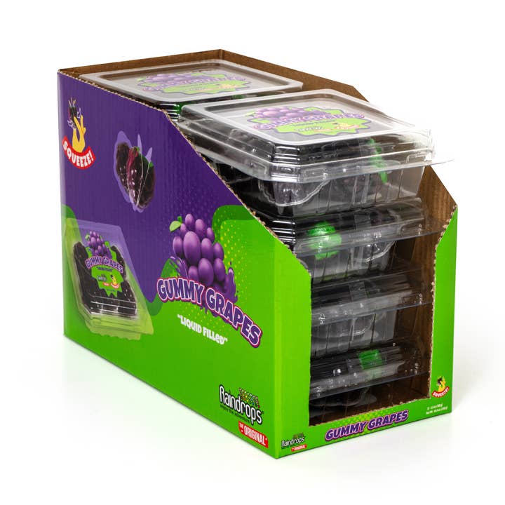 Grandpa Joe's Candy Shop - Vente Bonbons gélifiés - Raisins Gélifiés Liquides Remplis de Gouttes de Pluie, Présentoir de 8 unités0