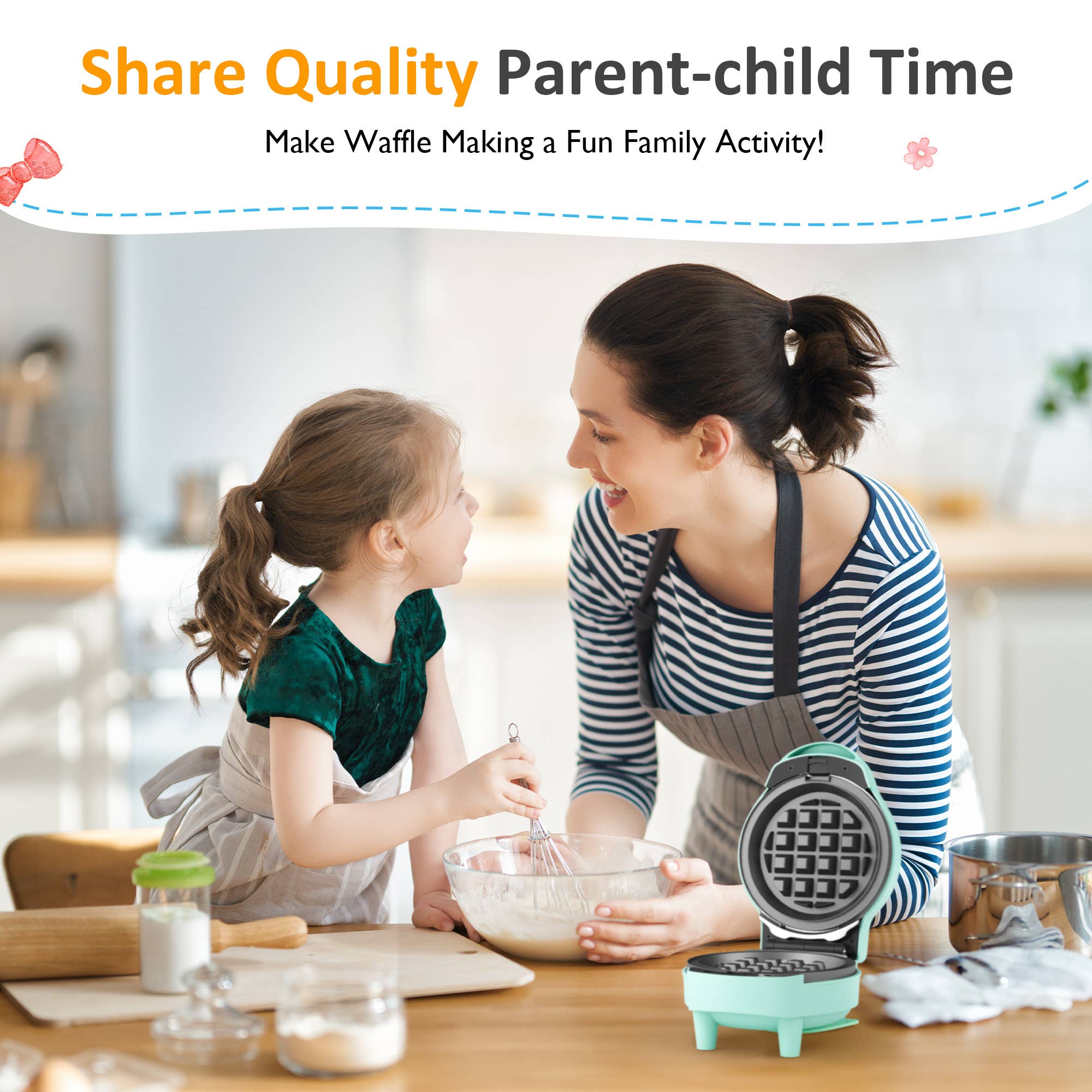 Heynemo - Wholesale Kitchen Appliance - 4" Mini Waffle Maker, 6 in 1 Waffle Iron with 6PC Plates Set5