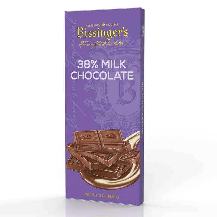 Bissinger's 38% Milk Chocolate Bar - 3 OZ for wholesale by Bissinger's