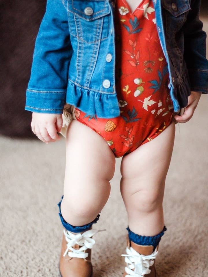 Acorn Romper for wholesale by The Baby Bird Boutique