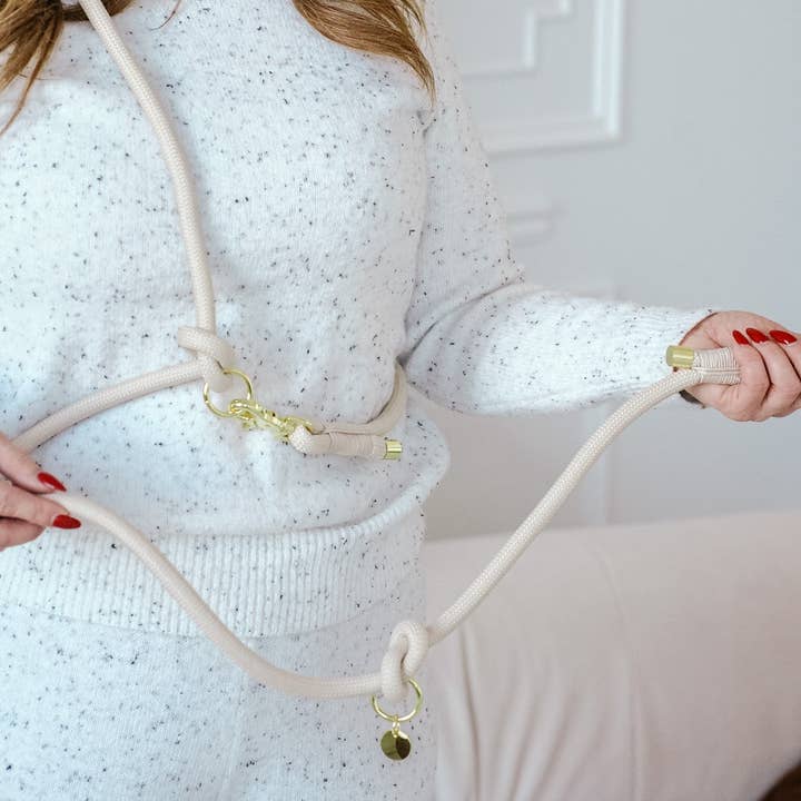 Cavology - Wholesale Pet Leash - Dog - Hands Free Braided Rope Leash - Vanilla Cream3