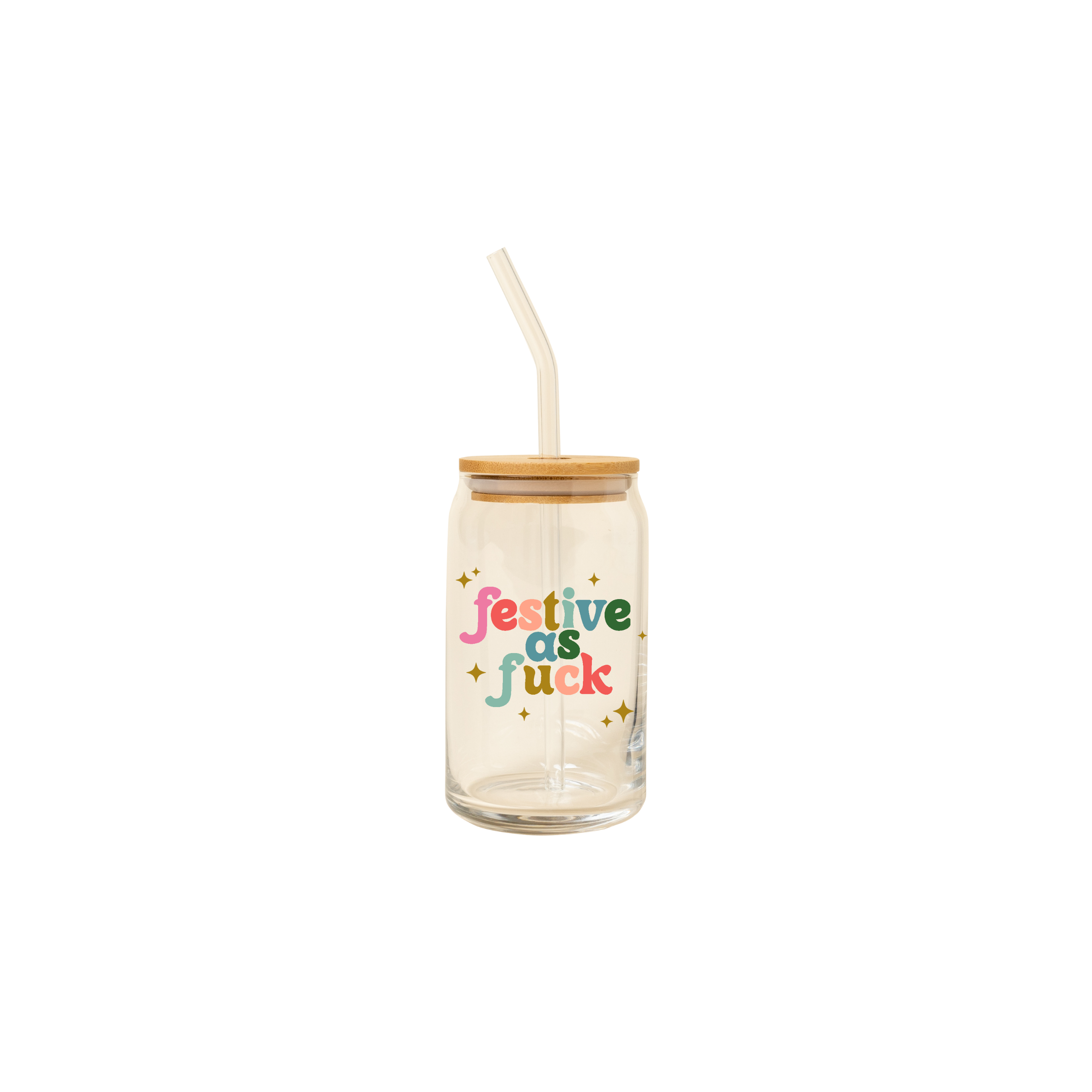 Talking Out of Turn - Wholesale Drinking Glass/Cup - Holiday Can Glass w/Lid + Straw31