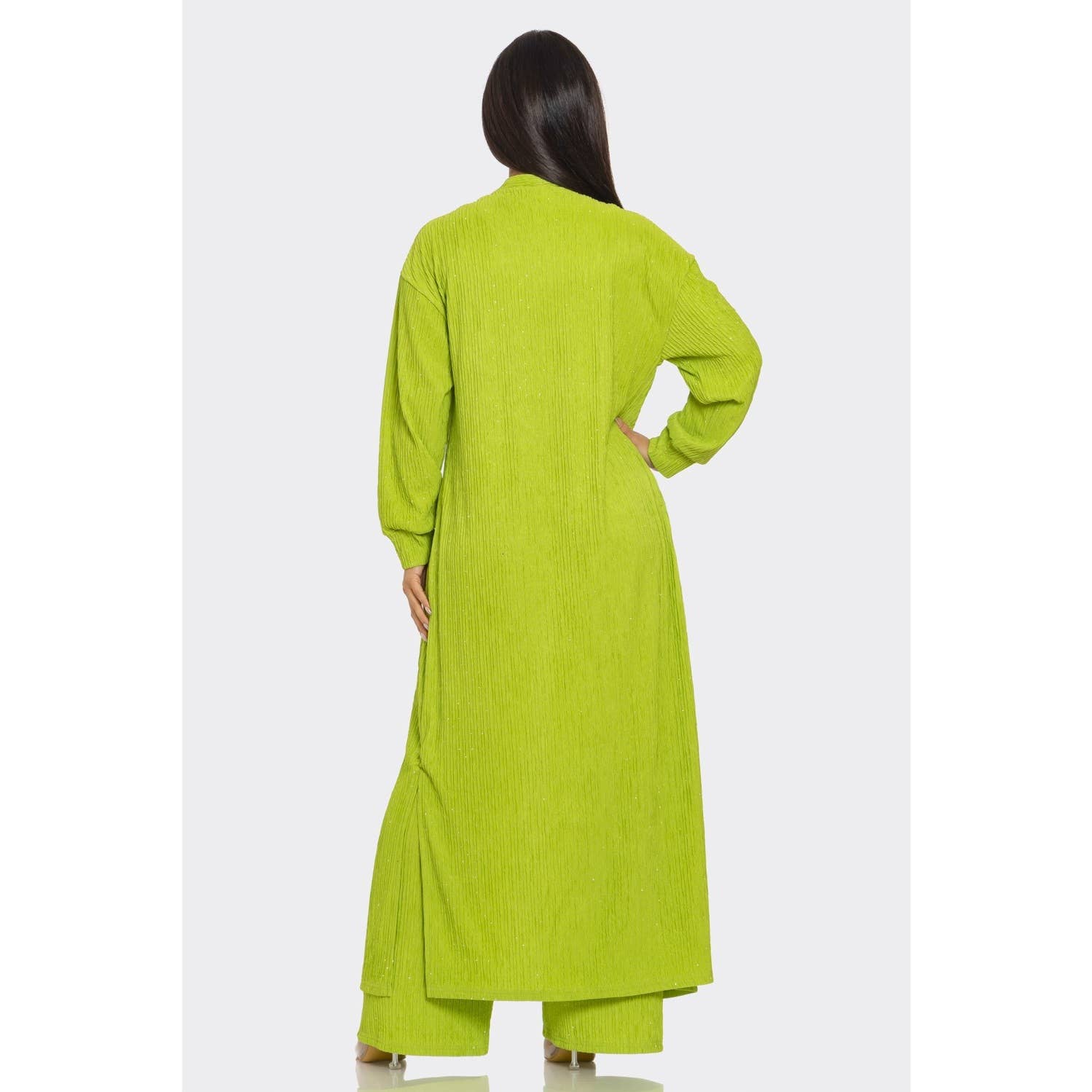 Esmeray Clothing - Vente Ensemble haut et pantalon (PAS d'intérieur) - Femme - ENSEMBLE 3 PIÈCES EN MAILLE ÉTINCELANTE LUXE4