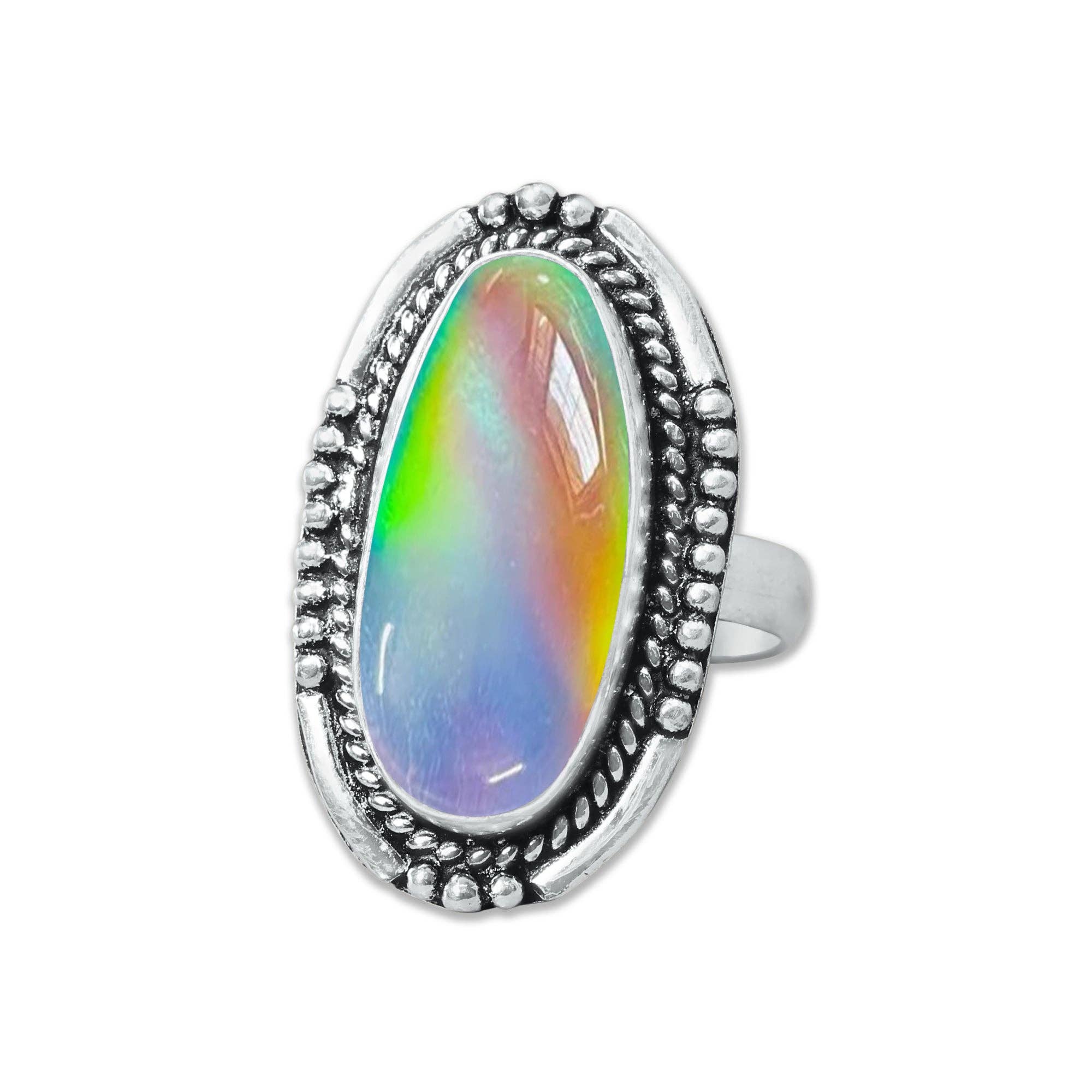 Handmade Jewels – wholesale Cocktail/Statement Ring – Aurora Opalringar – handgjorda, silverpläterade med blandade boho-mönster (tillverkas på beställning)8