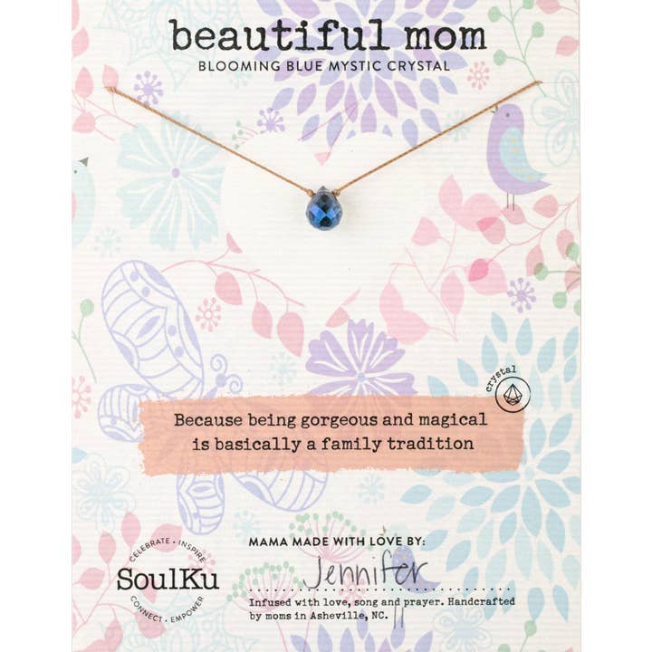 SoulKu - Wholesale Pendant/Charm Necklace - Blooming Blue Mystic Crystal Necklace for Beautiful Mom