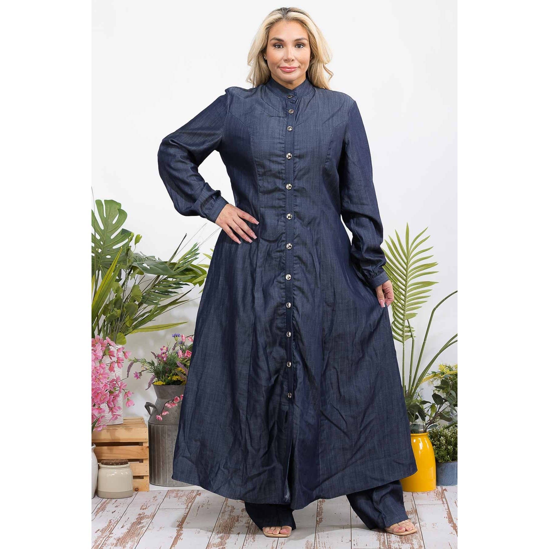 Plus Size Denim Two Pc Set for wholesale on Faire2