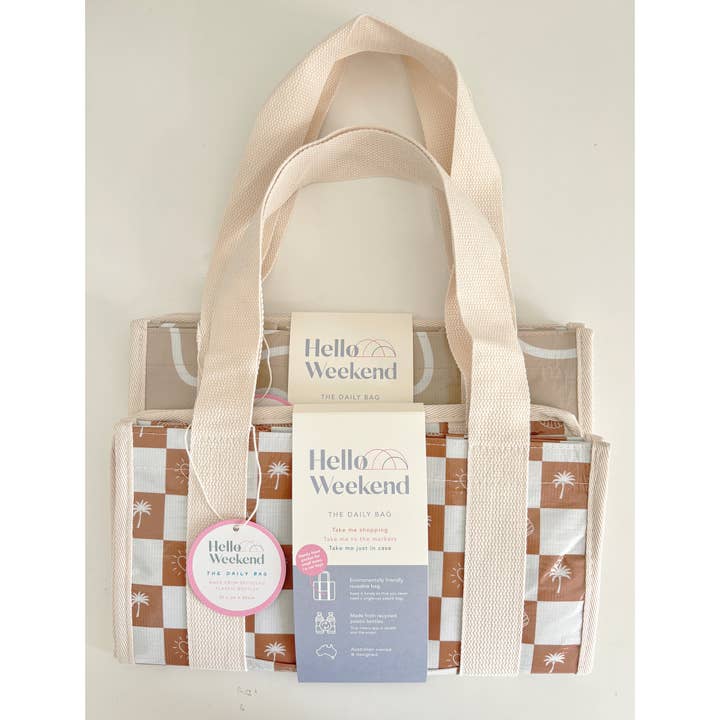 Hello Weekend – wholesale Tote bag – Unisex – Palm trees & hearts - Daily Market Tote Bag with Pocket 9