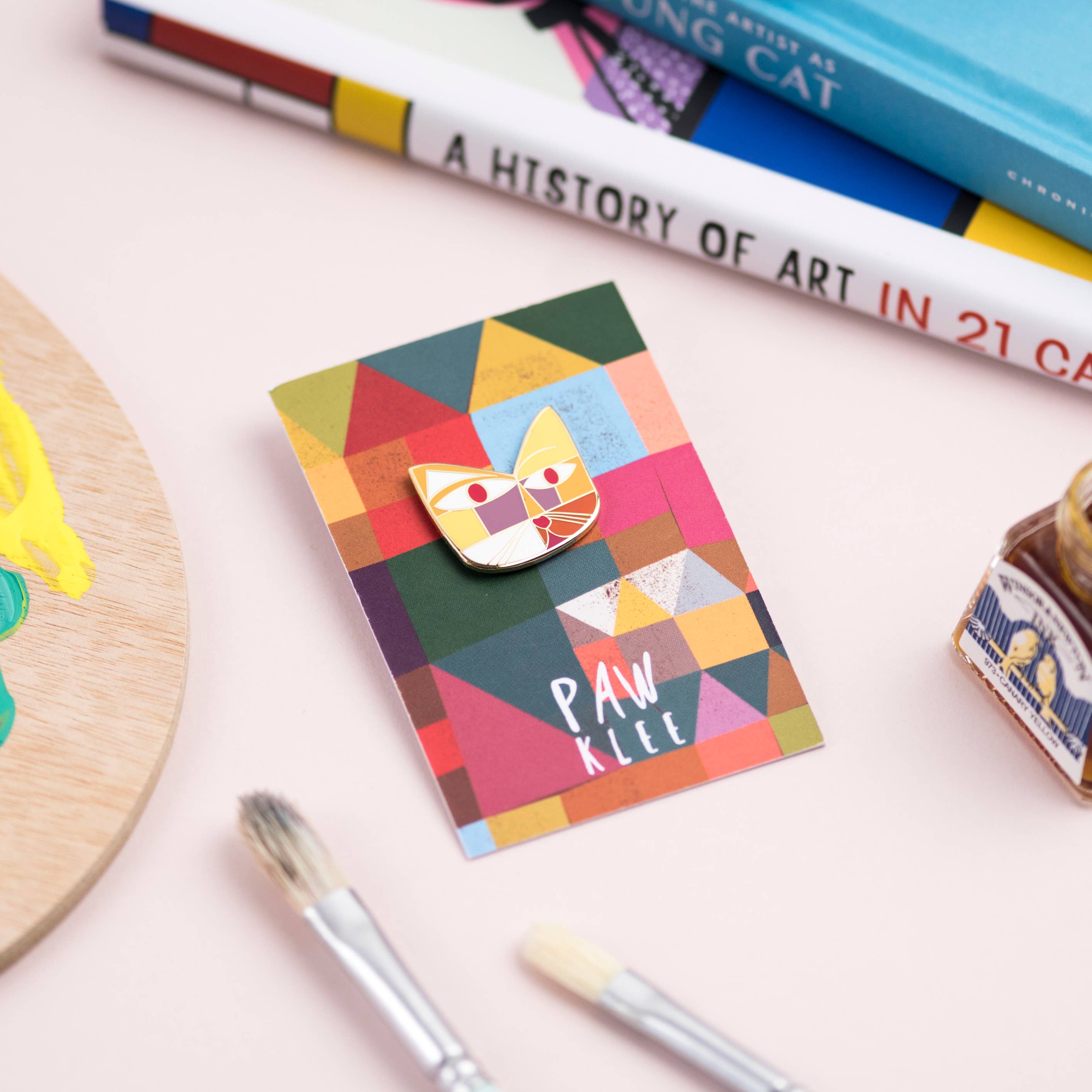 Niaski - Feline Fine Art (USA DUTIES PAID) - Wholesale Lapel Pin/Button - Paw Klee Cat Artist Pin3