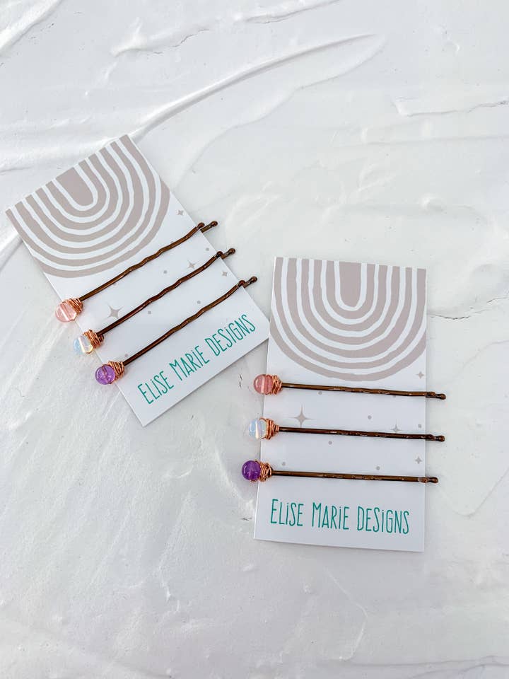 Gemstone Bobby Pins | Handmade Crystal Hair Accessory | Boho for wholesale by Elise Marie DeSigns