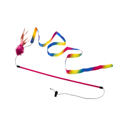 Travel Cat Wholesale - Wholesale Pet Toy - Cat - "The Rainbow Dancer" Cat Teaser Toy Wand0
