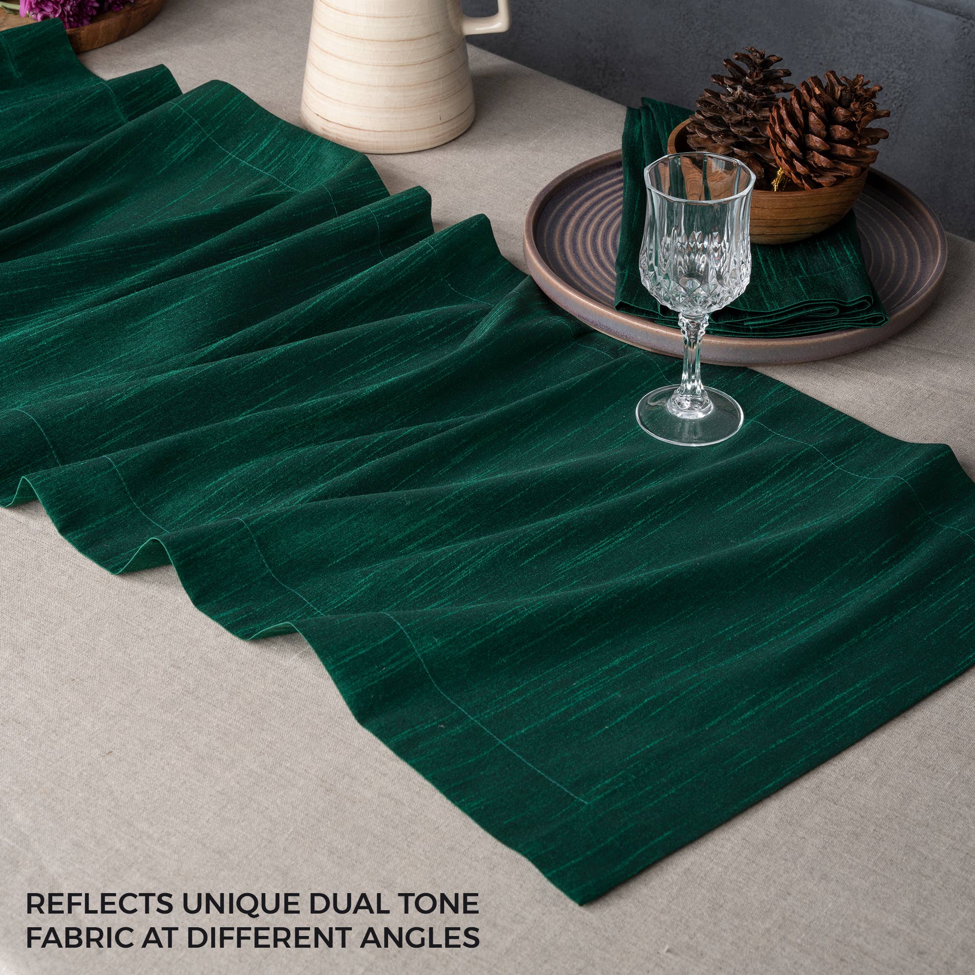 D'Moksha - Wholesale Table Runner - Emerald Green Vegan Silk Table Runner2