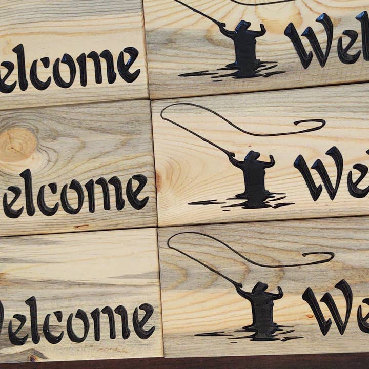 Welcome-Fisherman for wholesale by Knotty Pine Woodworks