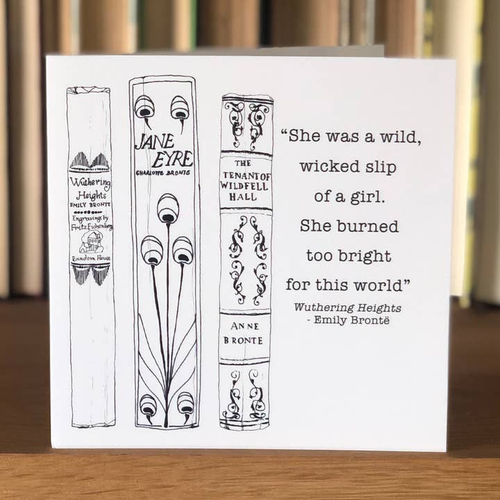 ”Hon var en vild ond slip av en tjej” Wuthering Heights Emily Bronte gratulationskort för wholesale av Georgina The Librarian